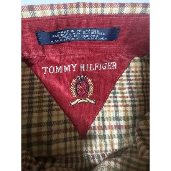 New Vintage Tommy Hilfiger Flannel Button Down Shirt Mens M Plaid 90s Y2K